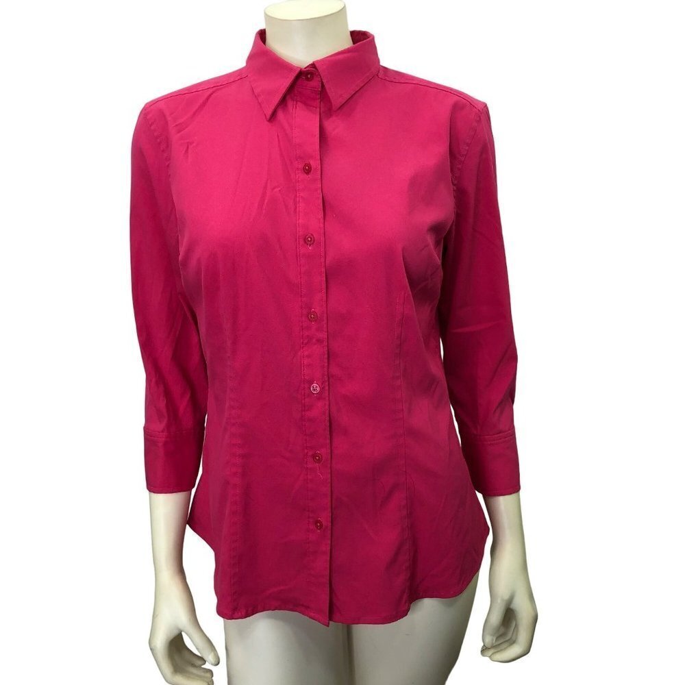 EXPRESS WOMEN stretch BUTTON UP 3/4 SLEEVE TOP 12